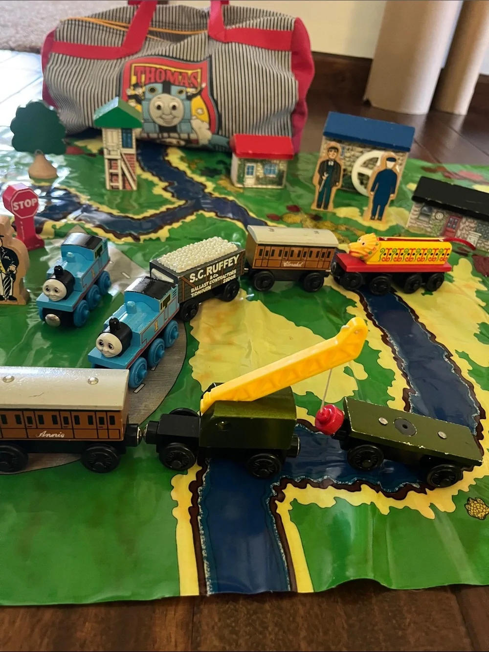 Thomas & Friends Red & Blue Carry Bag with Green Play Mat Train Set